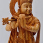 Wooden Very Beautifully Hand Carved Smiling Lord Krishna Statue - Malji Arts