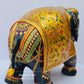 Wooden Fine Embossed Painted Elephant Statue - Malji Arts