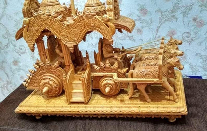 Wooden Fine Hand Carved Chariot or Arjuna Raath - Malji Arts