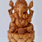Sandalwood Fine Hand Carved Ganesha Statue on Lotus - Malji Arts