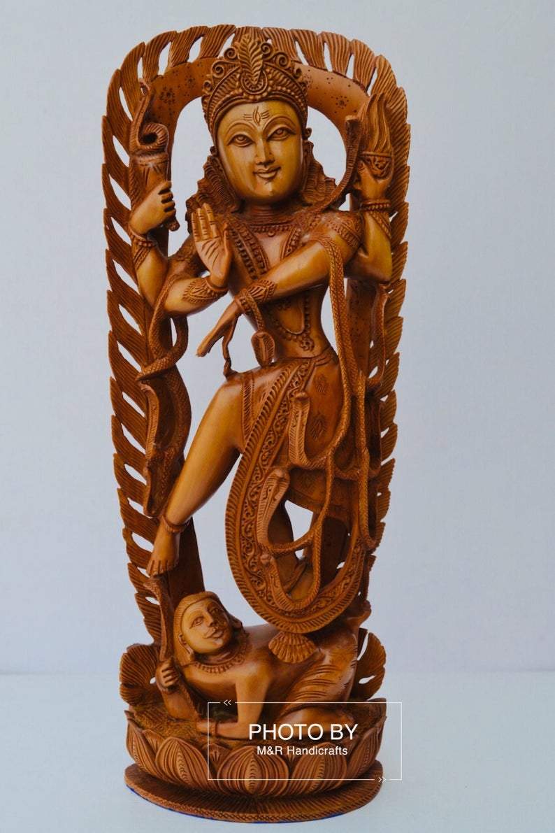 Sandalwood Beautifully Hand Carved Large Natraja Statue - Malji Arts
