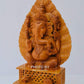 Sandalwood Fine Hand Carved Ganesh Statue on Leaf - Malji Arts