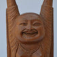 Vintage Sandalwood Carved Happy Man Laughing Buddha Statue - Malji Arts