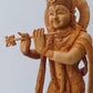 Wooden Very Beautifully Hand Carved Smiling Lord Krishna Statue - Malji Arts