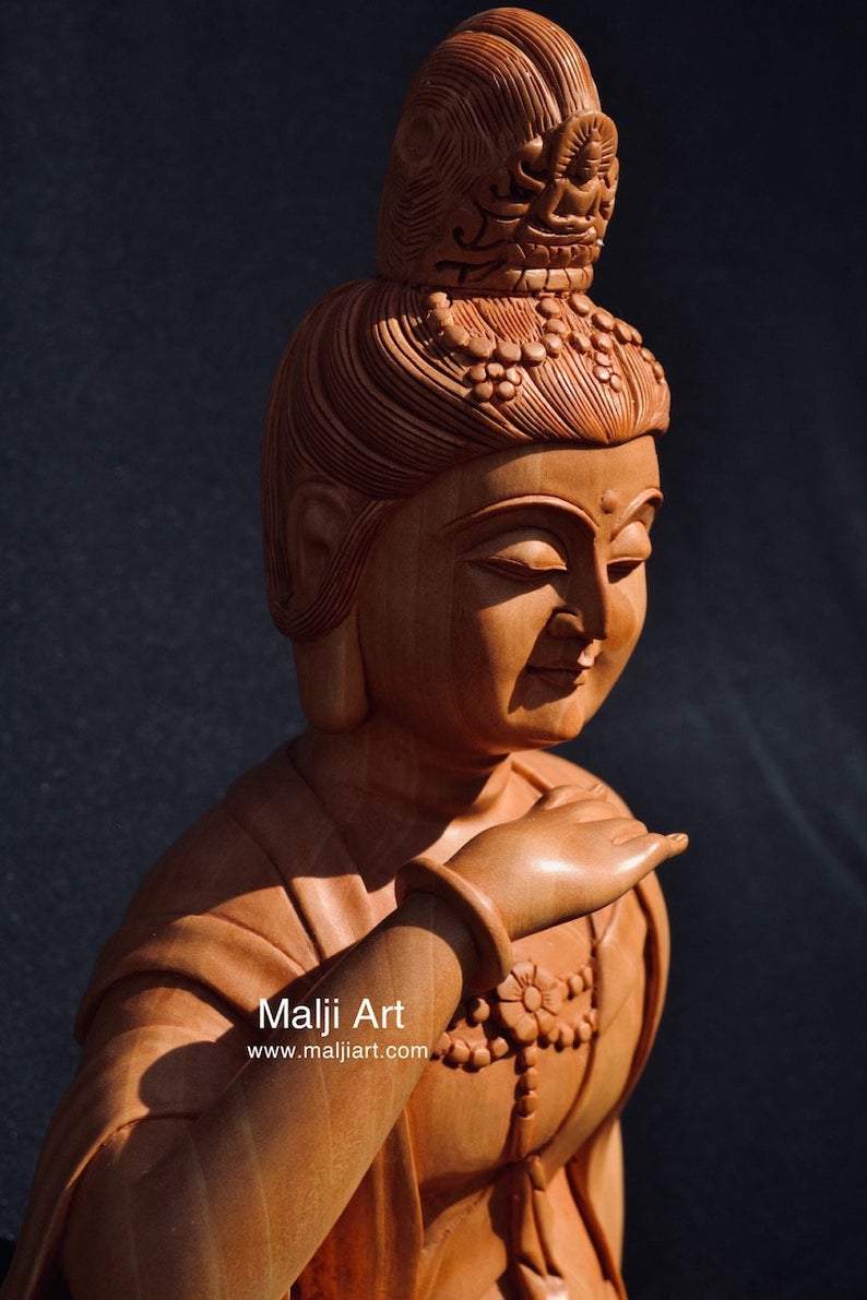 Wooden hand carved collective buddha sitting - Malji Arts