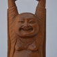 Vintage Sandalwood Carved Happy Man Laughing Buddha Statue - Malji Arts