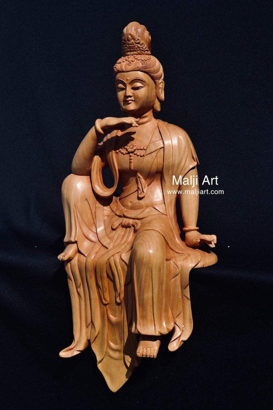 Wooden hand carved collective buddha sitting - Malji Arts