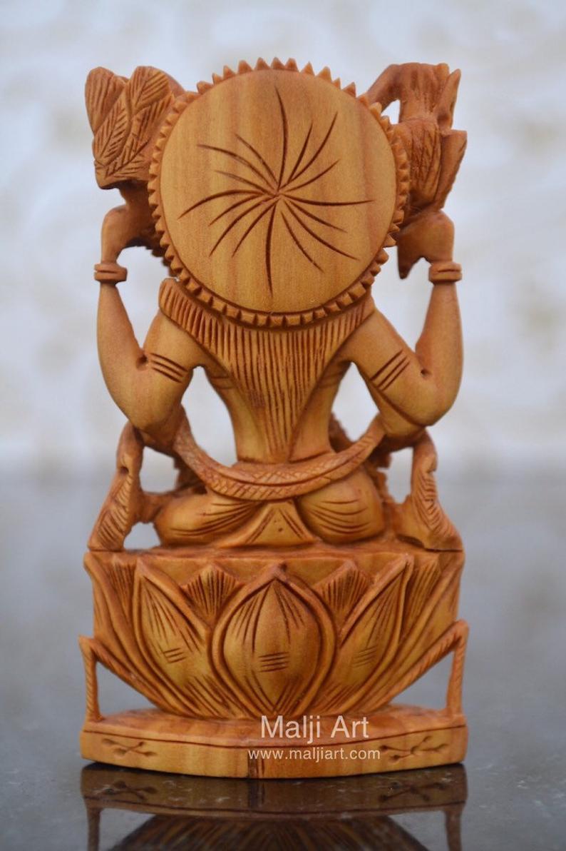 Sandalwood Beautifully Carved Goddess Saraswati Statue - Malji Arts