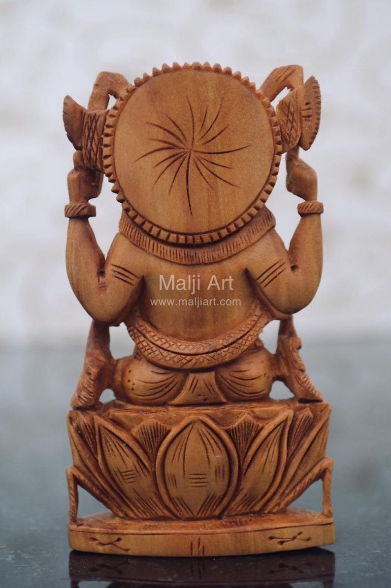 Sandalwood beautiful Hand Carved Small Ganesha Idol - Malji Arts