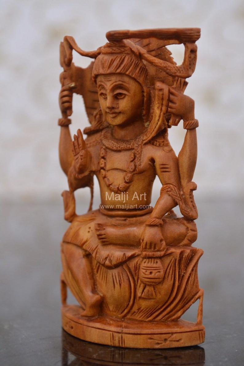 Sandalwood Carved Small Shiva Miniature Idol for gift - Malji Arts