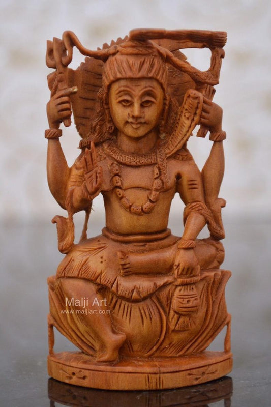 Sandalwood Carved Small Shiva Miniature Idol for gift - Malji Arts