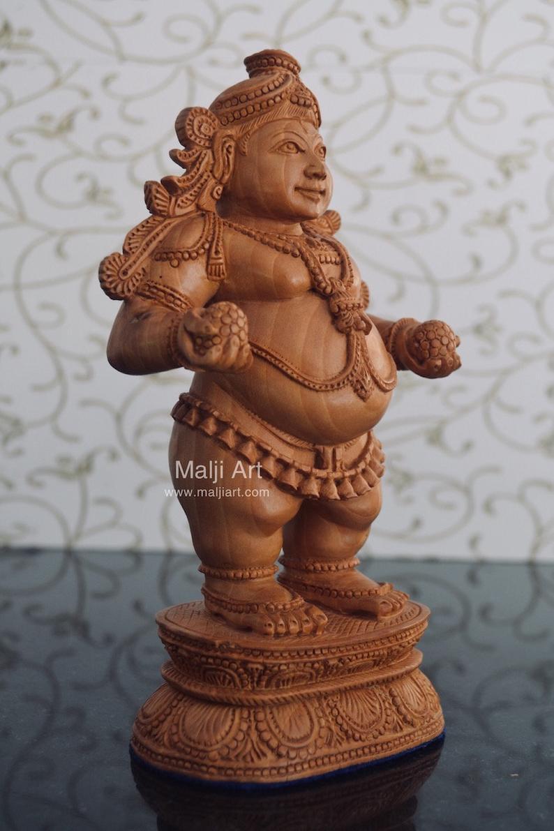 Wooden Fine Hand Carved Standing Baby Krishna Laddu Gopal Statue - Malji Arts