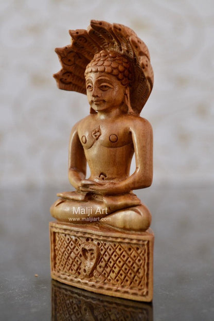 Sandalwood Beautifully Carved PARASNATH BHAGWAN - Malji Arts