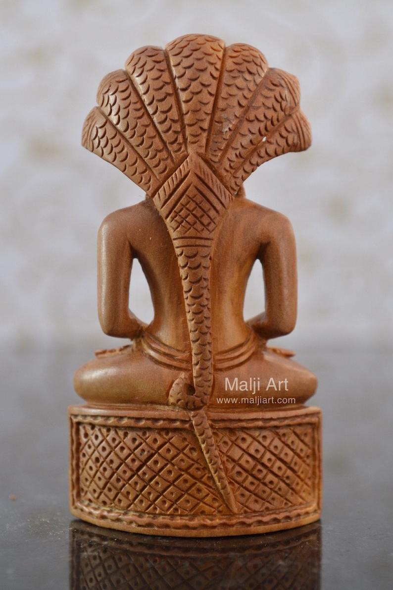 Sandalwood Beautifully Carved PARASNATH BHAGWAN - Malji Arts