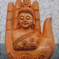 Wood Carved Super Fine Buddha in Palm Good Luck Statue - Malji Arts