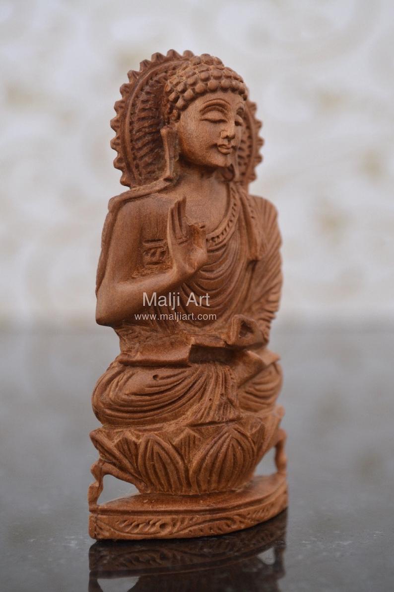 Sandalwood beautiful Hand Carved Buddha Statue - Malji Arts