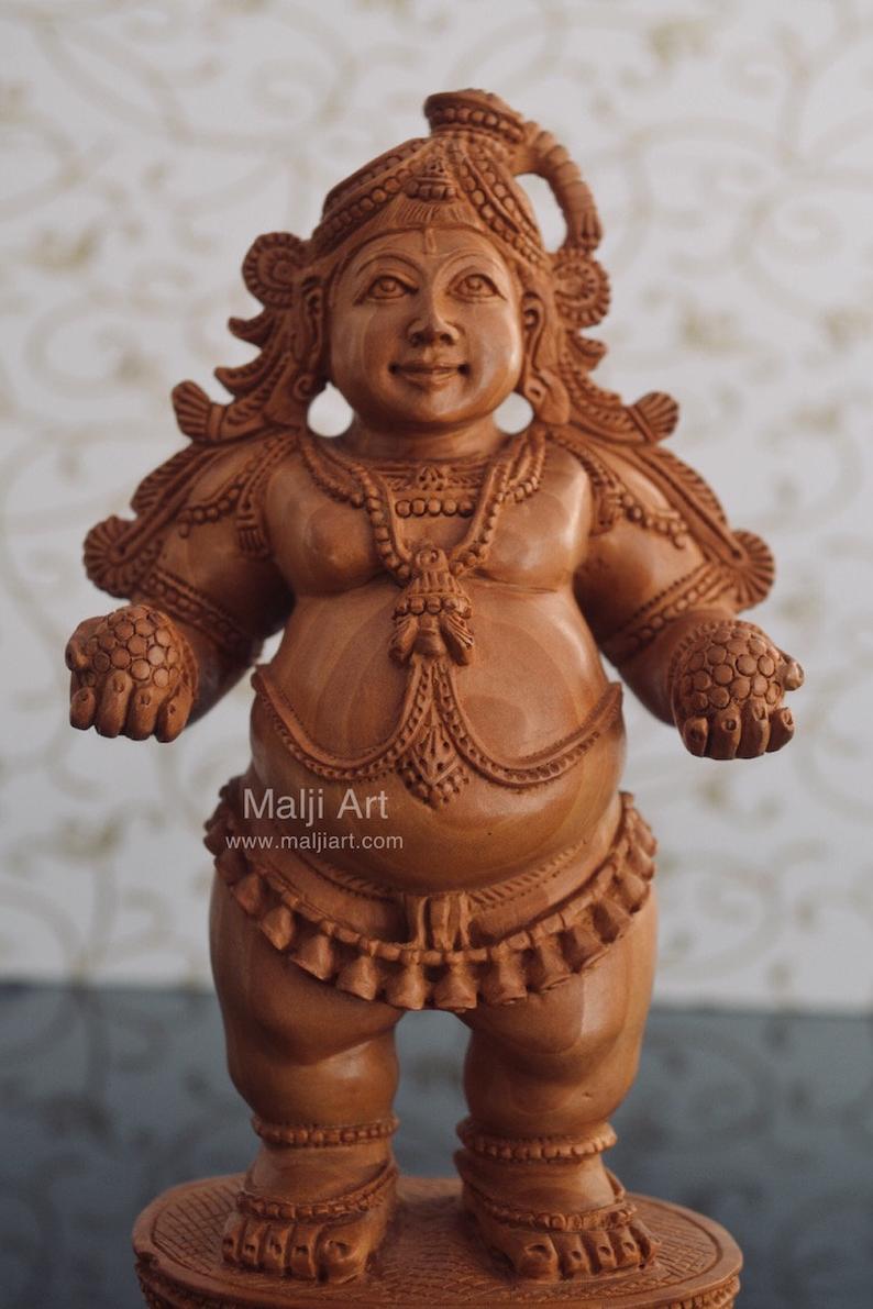 Wooden Fine Hand Carved Standing Baby Krishna Laddu Gopal Statue - Malji Arts