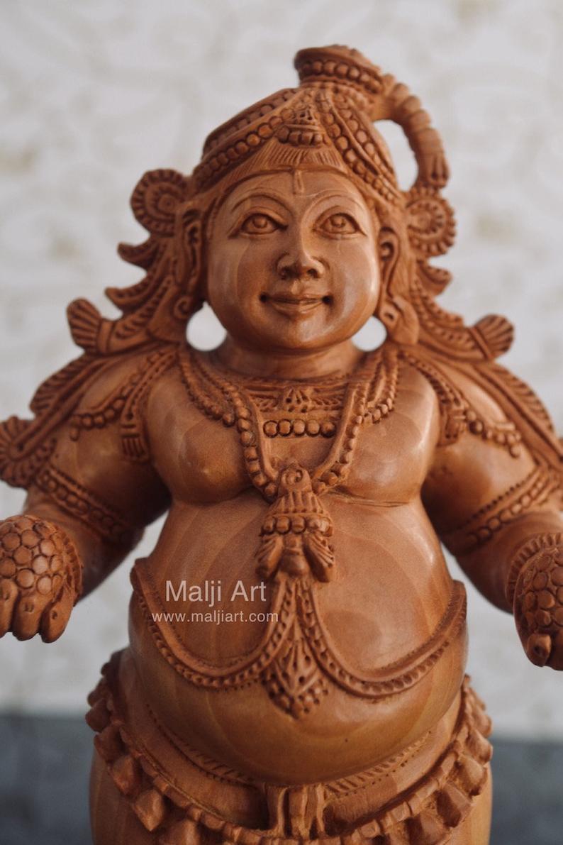 Wooden Fine Hand Carved Standing Baby Krishna Laddu Gopal Statue - Malji Arts