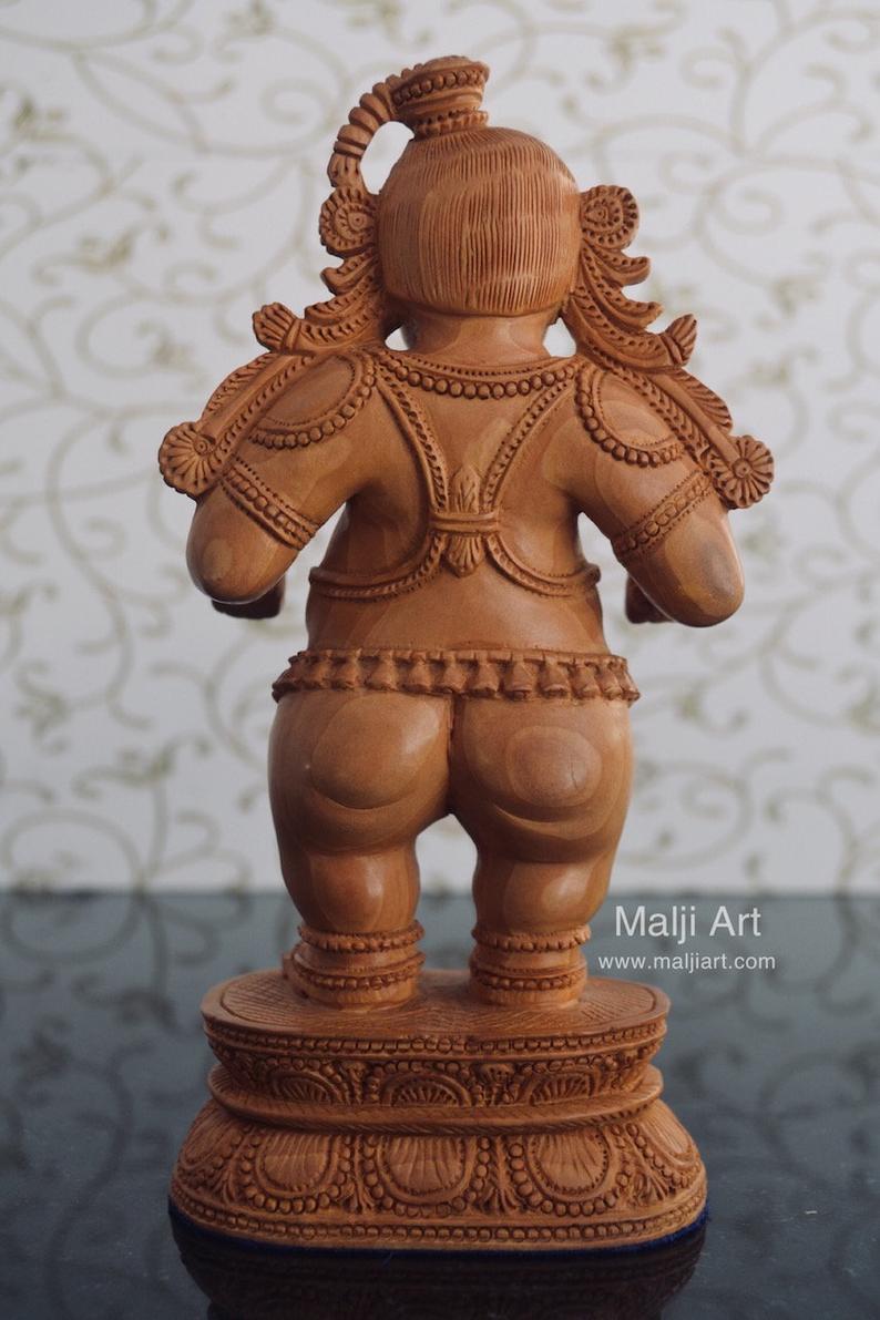 Wooden Fine Hand Carved Standing Baby Krishna Laddu Gopal Statue - Malji Arts