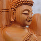 Wood Carved Super Fine Buddha in Palm Good Luck Statue - Malji Arts