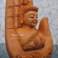 Wood Carved Super Fine Buddha in Palm Good Luck Statue - Malji Arts
