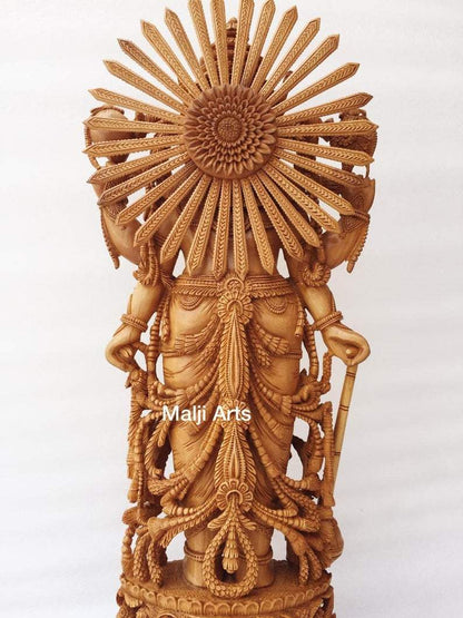 Wooden Fine High Quality Hand Carved Lord Vishnu Statue - Malji Arts