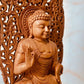 Wooden Fine Carved Buddha Sitting Jali Statue - Malji Arts