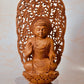 Wooden Fine Carved Buddha Sitting Jali Statue - Malji Arts