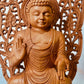 Wooden Fine Carved Buddha Sitting Jali Statue - Malji Arts
