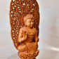 Wooden Fine Carved Buddha Sitting Jali Statue - Malji Arts