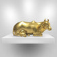 The Golden Cow, Wooden Pure Gold Plated Sitting Cow Statue - Malji Arts