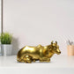 The Golden Cow, Wooden Pure Gold Plated Sitting Cow Statue - Malji Arts