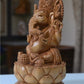 sandalwood beautifully hand carved lord ganesha sitting on lotus - Malji Arts