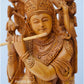 Wooden beautifully hand carved lord Krishna statue - Malji Arts