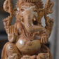 sandalwood beautifully hand carved lord ganesha sitting on lotus - Malji Arts