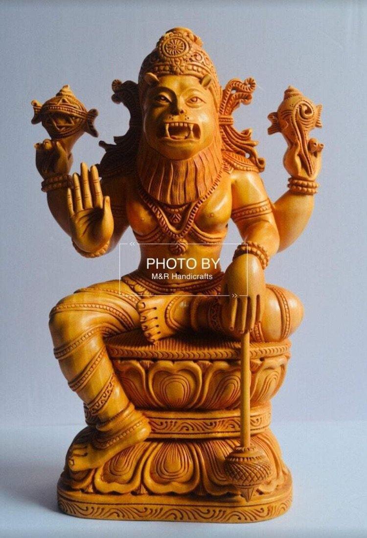 Wooden Narasimha - Malji Arts