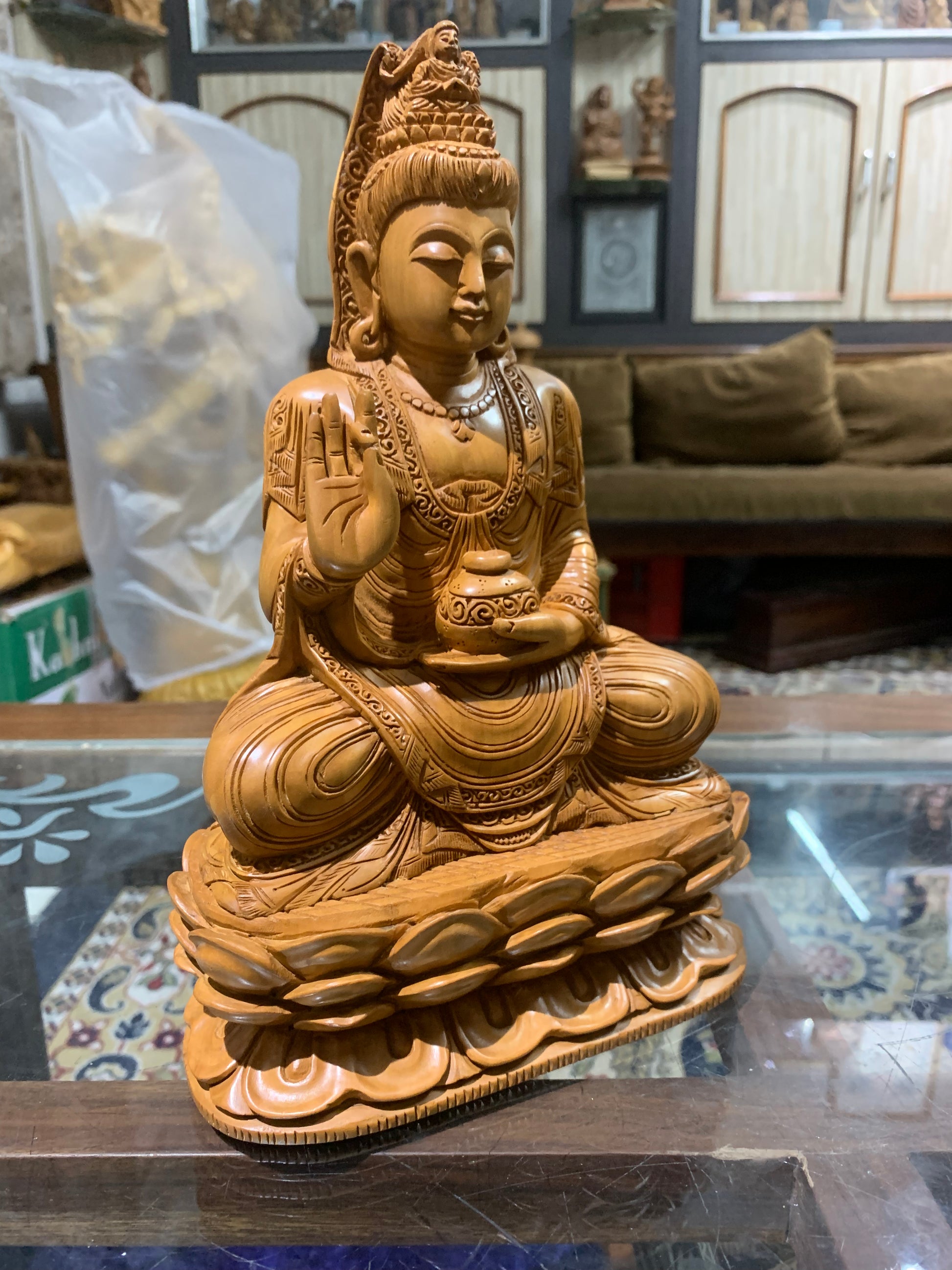 10 Inches Sandalwood Special hand Carved Buddha - Malji Arts